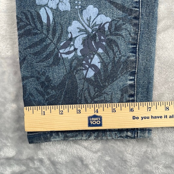 DG2 Diane Gilman Jeans Women 24WT Plus Floral Detail Cropped Slim Leg 30" Inseam - Picture 10 of 13